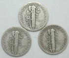 1940-p-d-s Winged Liberty Mercury Silver Dime Mint Year Set Of 3 Coins