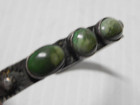 Antique C1900-20s Navajo Indian Sterling Silver Dark Green Turquoise Bracelet