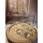 4 Platinum Silver Rimmed Straight Sided Wine Glasses Modern Clear Stemware