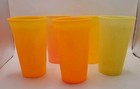 Vintage Retro Plastic Tumblers Cups Orange Yellow Green Set Of 5