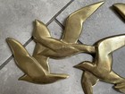 Vintage Mcm Brass 7 Seagulls Birds In Flight Jere Style Wall Hanging 26   