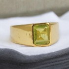 Peridot Emerald Cut With 925 Sterling Silver Gold Plated Ring For Men s  a39