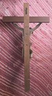 24 5   Chalk Jesus On Wood Crucifix Cross Sculpture --for Repair--