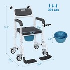 Shower Chair With Wheels  Bedside Commode Wheelchair For Seniors  Black