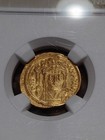 Byzantine Empire Gold Solidus  Justin Ii 565-578  Ngc Choice Xf