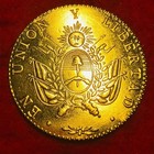 Z940 Gold Coin Argentina Old 1840 Alla Rioja Large