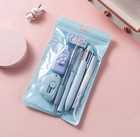 Kids Kawaii Writing Set Blue 6 Color Pen Ballpoint Highlighter Eraser Knife