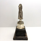 Vintage Afghan Hound Solid Silver-tone Metal Trophy Figurine On Wood Base 8 x4 