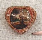 Rare French Bergamot Heart Box 18th C Perfume Orange Peel Papier Mache Antique