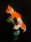 Handmade Felted Koi Fish Goldfish Wool Big On Stand With Lily Pads