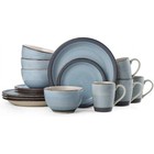16-piece Service For 4 Stoneware Dinnerware Set - Sleek Blue