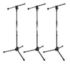 Samson Bl3vp 3 Pack Of Pro Mic Stands With Boom And Xlr Cables And Travel Bag
