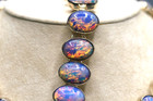 Mexico Sterling Silver Dragons Breath Opal Glass  Bracelet Necklace Set R9