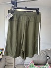 Adidas Men   s S Green white 3-stripes Athletic Shorts Drawstring Pockets  204