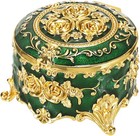 Vintage Jewelry Box Small Trinket Storage Organizer Box Gold Metal Chest Ring Ca