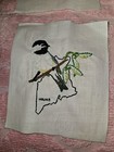 48 Vtg  Stamped Muslin State Bird Blocks Only 2 Completed 46 Need Embroidery 