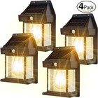 4pack Led Solar Power Lights Pir Motion Sensor Outdoor Garden Security Wall Lamp
