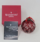 1998 Waterford Ruby Cased Crystal Ball Holiday Christmas Ornament With Box