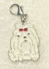 Maltese White Dog Pup Bag Purse Charm Dangle Zipper Pull Jewelry