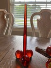 Vintage Mid-century Modern Amber Lucite Grape Cluster   Taper Candle Holder Set