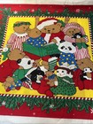 Vintage Christmas Bears Bedtime Story Fabric Square 2 Panels 100  Cotton