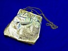 Vintage Beautiful Silver Metallic Leather Metal Frame Purse Evening Bag E6