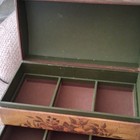 Brown Wooden Floral Rectangular Decorative Box With Lid   Drawer Freestanding
