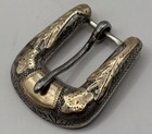 Vintage Western Americana Sterling Silver Belt Buckle Floral Leaf Design 1940s