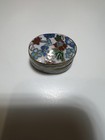Vintage Cloisonn   Multicolor Enamel Gold Tone Trinket Pill Box Approx 1  X 1 25 