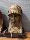 Pair Of Bronze Art Deco Bookends  Egyptian Heads