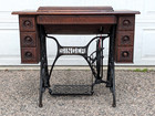 Antique 1910 Singer Treadle Sewing Machine  Oak   Cast Iron Cabinet  7 Drawers