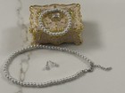 Unisex Kids Classic Adjustable White Imitation Pearl Necklace Bracelet Studs