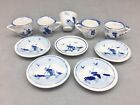 Vintage Delft Blue Ceramic Hand Painted Child Miniature Teacup   Saucer Set 10pc