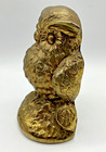 Mcm Owl Bookend Solid Cast Brass  6 75    X 4 75    X 3    Green Felt Bottom