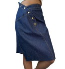 Christian Dior Vintage 2000 Asymmetry Denim Skirt  36 Blue Button Gold 901979