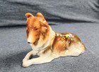 Vintage Ceramic Collie Dog Lassie Laying Down Nippon Yoko Boeki Japan Rare 5 5    