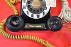 Vtg 1980s  Western Elec  Black Rotary Telephone  Desk Phone With Cords Untested
