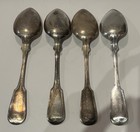 Antique 19th Century Hartford Coin Silver Spoon Set X4 Fiddleback Around 7    Mono