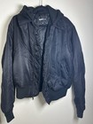 Novamen Men s Black Hooded Bomber Jacket Full Zip Regular Fit Size M
