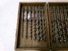 Vintage Irwin 13 Piece Set Of Auger Brace Bits And Wooden Box