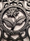 Vintage Black Cast Iron Kitchen Pan plate Trivet Scroll Floral Design 3 Footed 