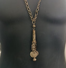 Vintage Tribal Ottoman Coin Necklace Ethnic Boho Statement Lariat Long Fringe