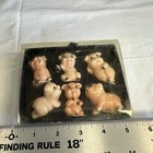 Mic 6 Miniature Pink  Pig Posing Figurines  Bone China  Vintage Tiawan With Box