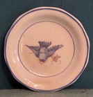 Vintage Antique Bluebird China Butter Pat Crazing   Staining