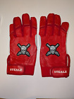 Youth Batting Gloves Large Red white Short Cuff Cabretta Leather Comfort 