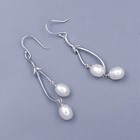 Sterling Silver Dangle Earrings Freshwater Pearl French Wire Hook Women Gift 450