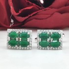 Green Onyx Sterling Silver Cufflinks  Oval Gemstone Men s Wedding Jewelry