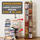 6 Tier Rotating Bookshelf 360 Degree Bamboo Tower Bookcase Walnut 67 5 Inch