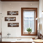 3-piece Farmhouse Wall Decor - Rustic Hanging Wooden Signs For Home Bathroom  La