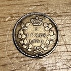 Antique 1893 Queen Victoria Sterling Silver Nickel Coin 5 Cent Pendant Charm